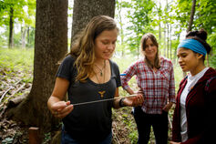 IU students at the research and teaching preserve at Griffy Woods.